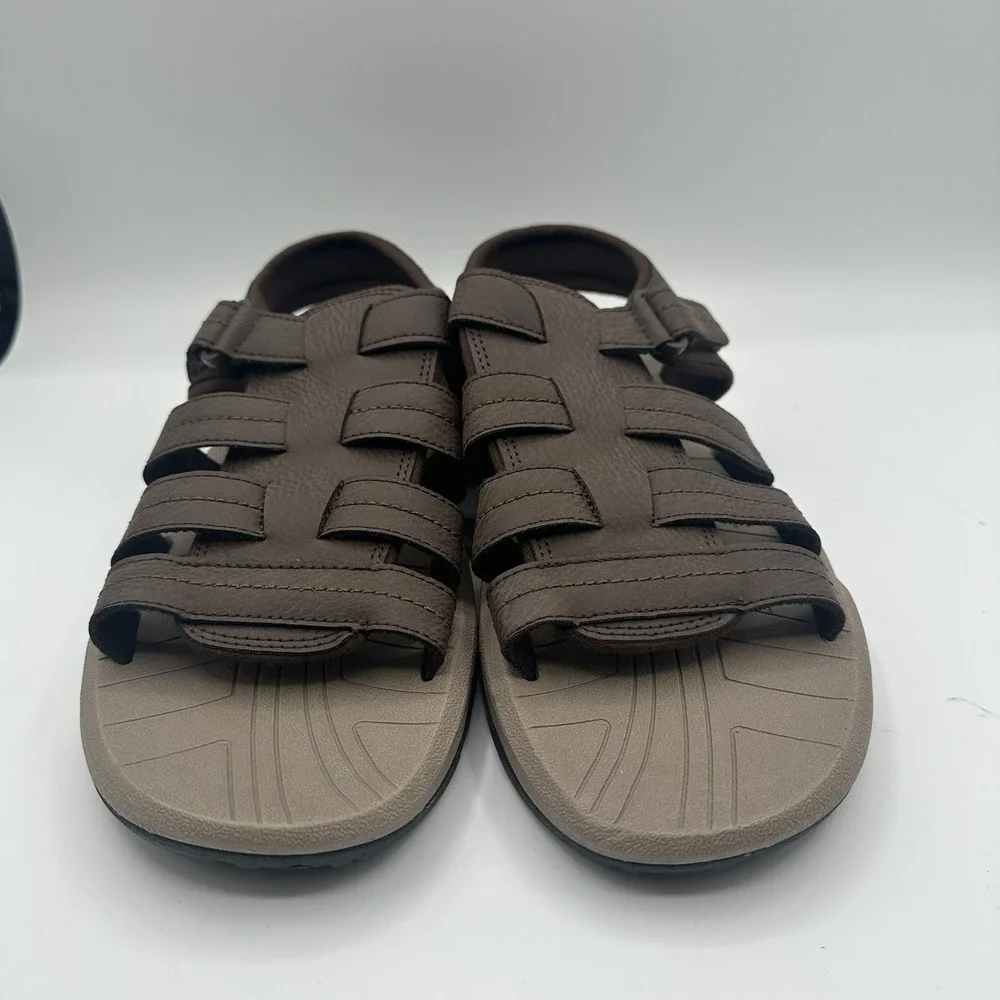 Rockport Byron Fisherman Sandals Mens‎ Sz 9 M Java Brown Adjustable Strap Shoes